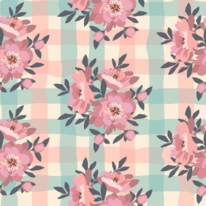 Rustic gingham and peonies
