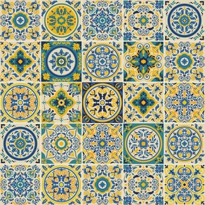 Italian Antique Mosaic Tiles Vector Seamless Pattern Mix