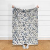 French Country Vintage Birds and Roses_Blue_Extra Large