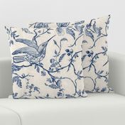 French Country Vintage Birds and Roses_Blue_Extra Large