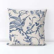 French Country Vintage Birds and Roses_Blue_Extra Large