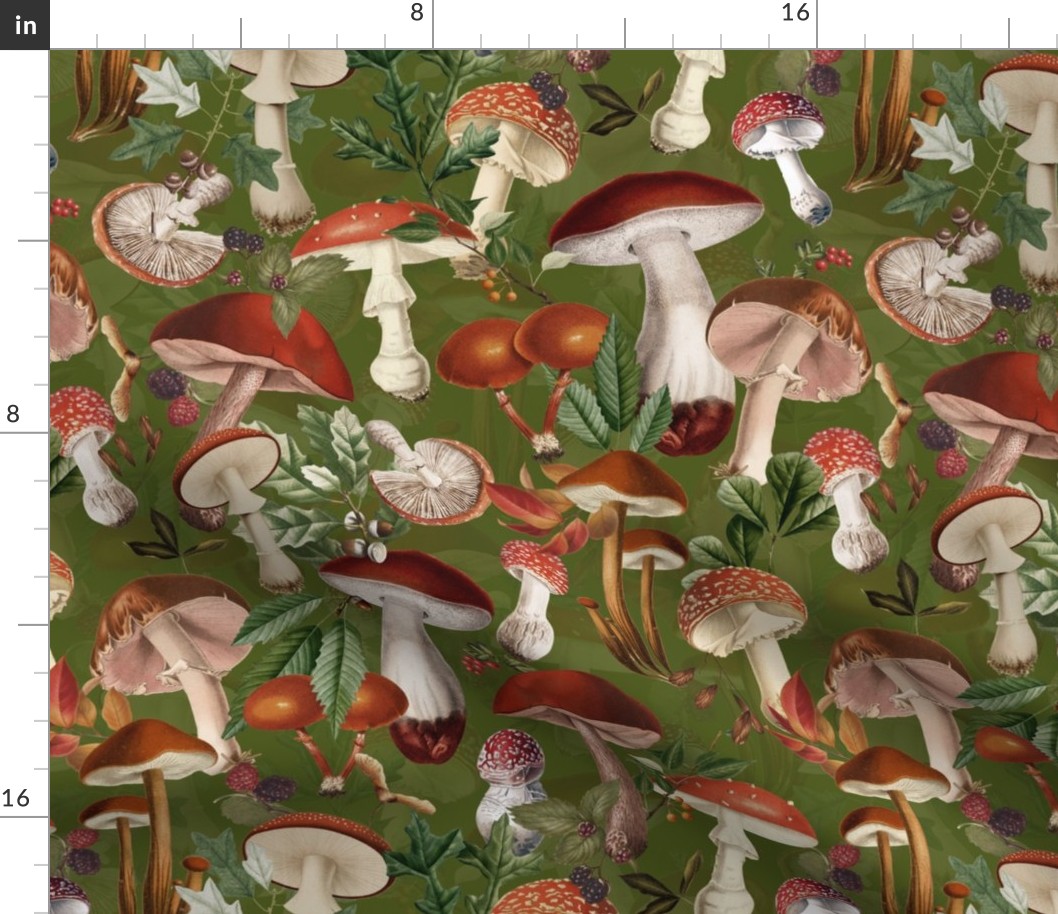 nostalgic toxic mushrooms dance in the Fabric | Spoonflower