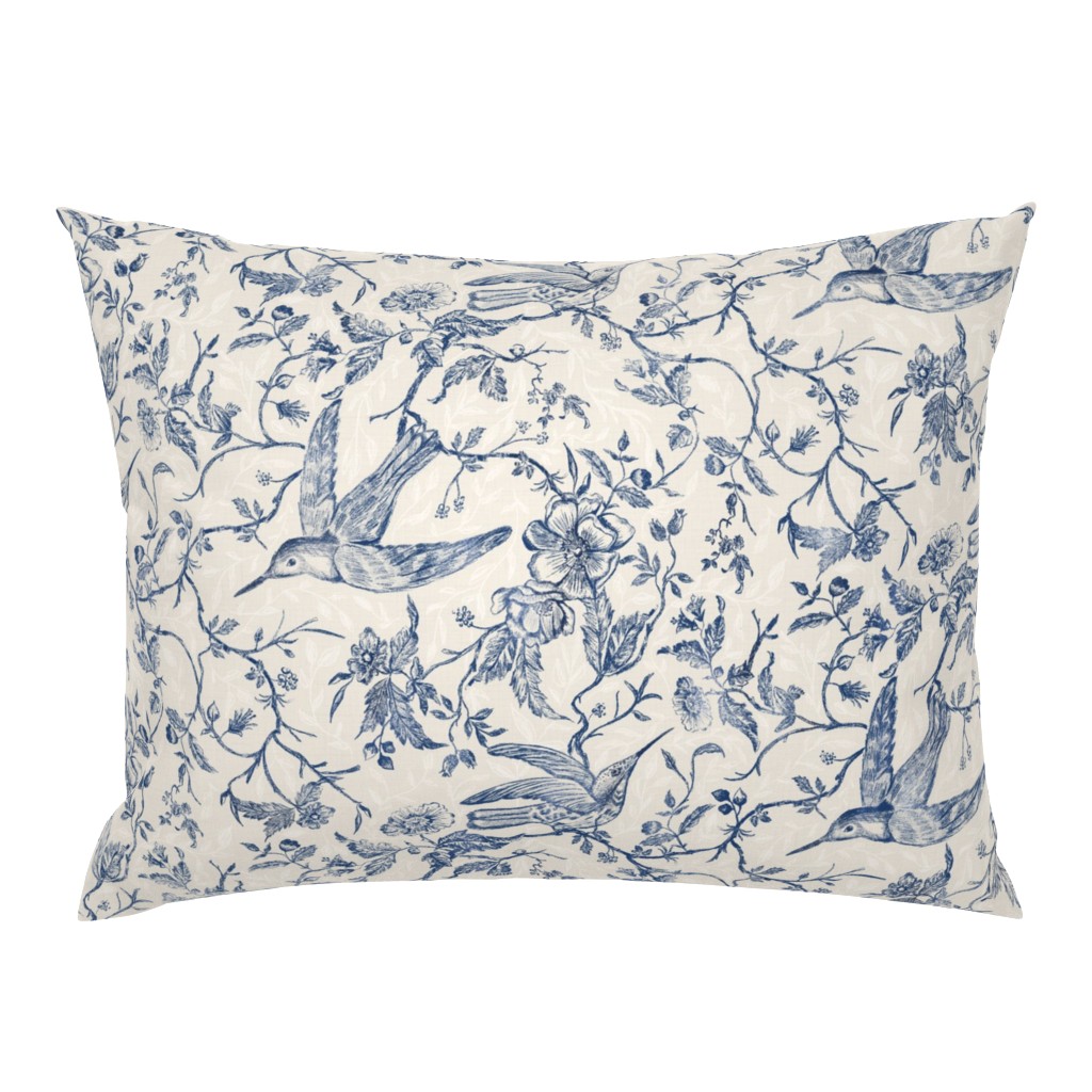 French Country Vintage Birds and Roses_Blue_Large