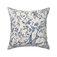 French Country Vintage Birds and Roses_Blue_Large