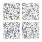 French Country Vintage Birds and Roses_Blue_Large