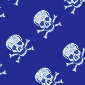 blue floral skull pattern