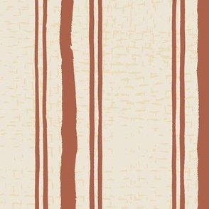 Rough Textural Stripe (Large) - Amaro Rust on Panna Cotta Cream  (TBS102)