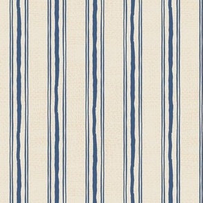 Rough Textural Stripe (Small) - Blue Ridge Denim Blue on Panna Cotta Cream (TBS102)