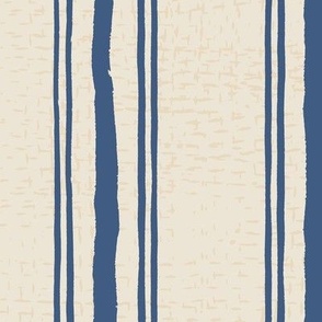 Rough Textural Stripe (Large) - Blue Ridge Denim Blue on Panna Cotta Cream (TBS102)