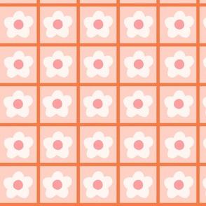 Flower Grid Bright Orange and Pink 
