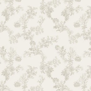 Vintage Toile Floral - Taupe