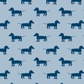 Navy Dachshund  Dogs on Chambray Blue, 35