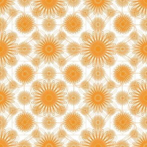 Solid Spiral Flower, Orange on White, Summer Flowers Collection