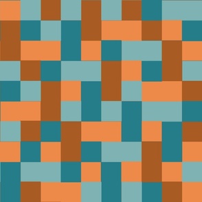 Squares and Rectangles in Teal and Orange - Flat