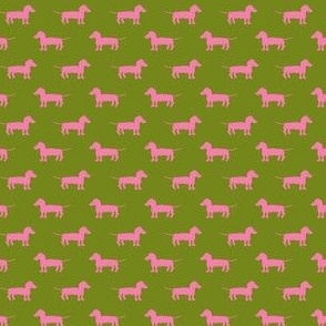 Preppy Dachshund in Pink and Green,  Mini , 20