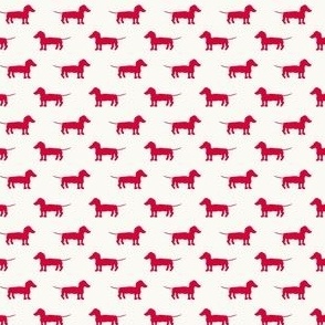 Dachshund  in Red on Ivory, Mini ,20