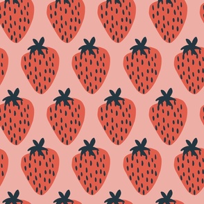 Jumbo/Large Scale  Strawberries on Pink 24x24