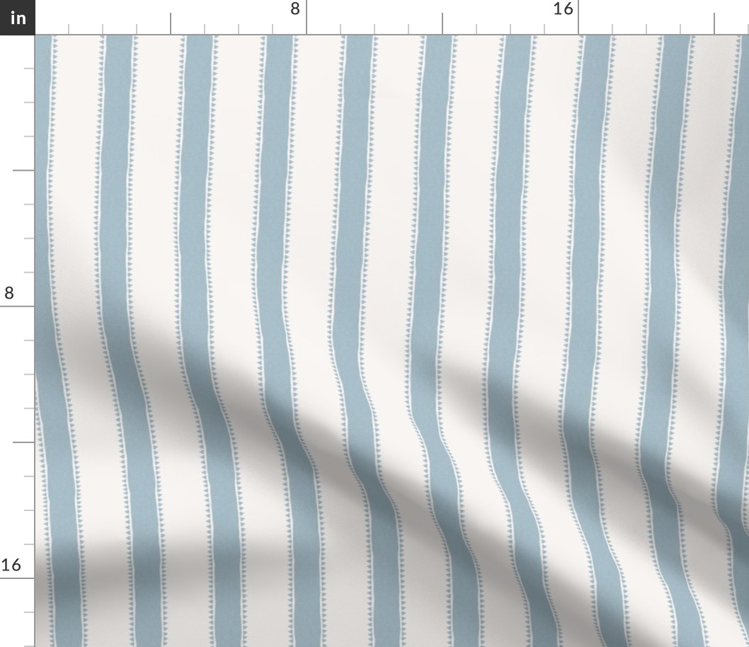 Duck Egg Blue Hand Drawn Rustic Farmhouse Textured Stripe with Triangles