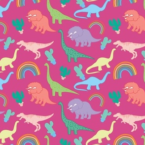 Pink Dinosaur Pattern by Courtney Graben