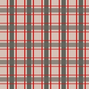 Plaid -berry bright red, muted green on sand
