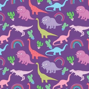 Kids Purple Dinosaur Pattern by Courtney Graben
