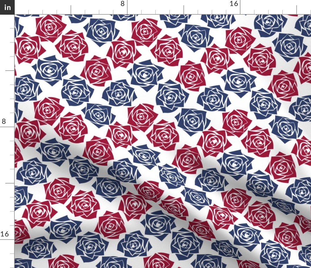 M Colorful  Roses – Blue Rose and Dark Red Rose on White - Classic Chevron Stripes – ZigZag – Horizontal stripes - Mid Century Modern inspired (MOD) - Vintage – Minimalist Floral - Geometric Florals - Independence Day - July 4th