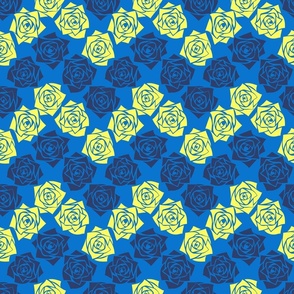 M Colorful Roses – Dark Blue Rose and Bright Yellow Rose on Bright Blue - Classic Chevron Stripes – ZigZag – horizontal stripes - Mid Century Modern inspired (MOD) - Vintage – Minimal Flower - Geometric Florals