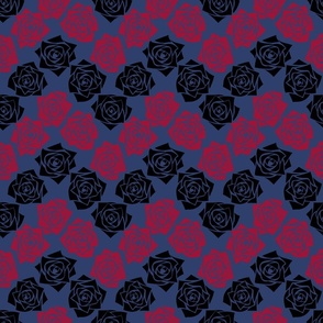 M Moody Roses – Black Rose and Red Rose on Dark Blue - Classic Chevron Stripes – ZigZag – Horizontal stripes - Mid Century Modern inspired (MOD) - Vintage – Minimal Flower - Geometric Florals