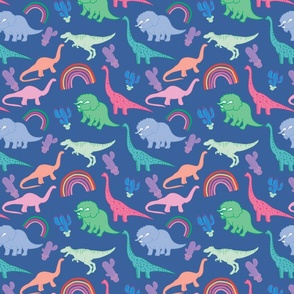 Blue Children's Dinosaur Pattern
