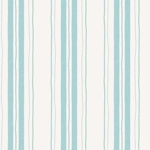 Aqua Turquoise Hand Drawn Rustic Farmhouse Textured Thick and Thin Stripes