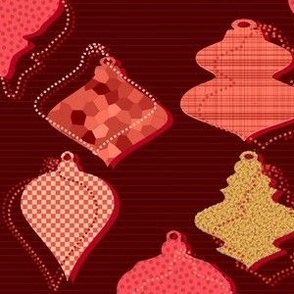 Red Christmas with patterned ornaments