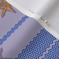 Lavendar Christmas - Embroided Gold stars and wavely lines