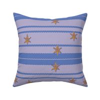 Lavendar Christmas - Embroided Gold stars and wavely lines