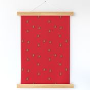 Red Christmas - Gold Stars Embroided