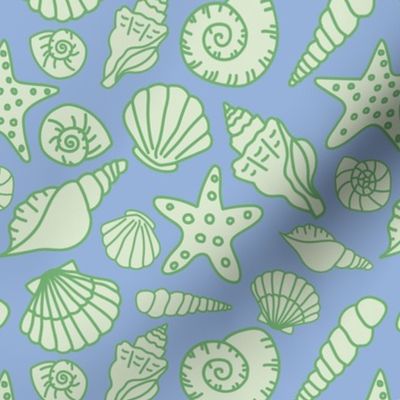 Green and Blue Beach Shells Pattern