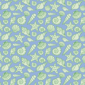 Green and Blue Beach Shells Pattern