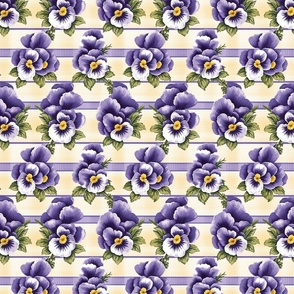 Charming Vintage Pansy stripes | purple and yellow