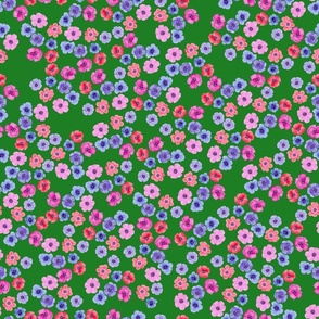 Anemone Floral Pattern no leaves green