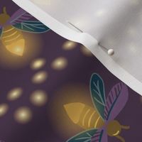 Magical fireflies on dark purple - coordinate for Magical Meadow Collection - jumbo