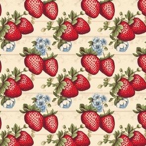 Distressed Vintage Wallpaper Strawberries