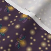 Magical fireflies on dark purple - coordinate for Magical Meadow Collection - large