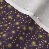 Magical fireflies on dark purple - coordinate for Magical Meadow Collection - medium