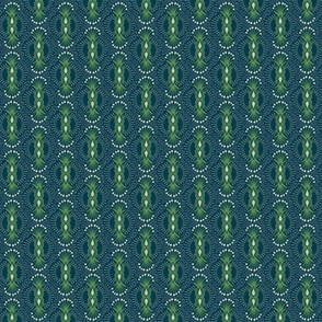 Magical abstract foliage bursts -  Kelly green on Prussian blue - coordinate for Magical Meadow Collection - small