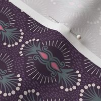 Magical abstract foliage bursts - slate, bubblegum pink on dark purple - coordinate for Magical Meadow Collection - small