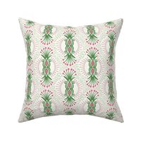 Magical abstract foliage bursts - bubblegum pink and kelly green on natural - coordinate for Magical Meadow Collection - medium