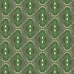 Magical abstract foliage bursts - Kelly green and butter on cactus green - coordinate for Magical Meadow Collection - medium