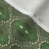 Magical abstract foliage bursts - Kelly green and butter on cactus green - coordinate for Magical Meadow Collection - small