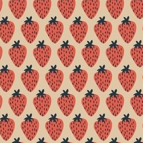 Illustrated Graphic Strawberries on Khaki 