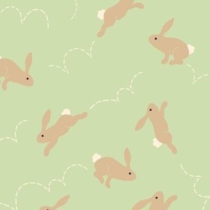Bunny Hop - rabbits on mint green - small 