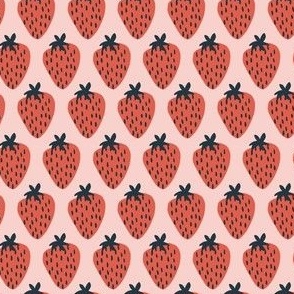 Illustrated Graphic Strawberries on Light Pink 